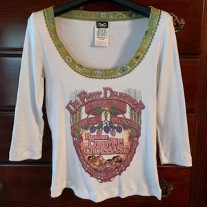 D&G 3 Qtr Sleeve Top, Size Small